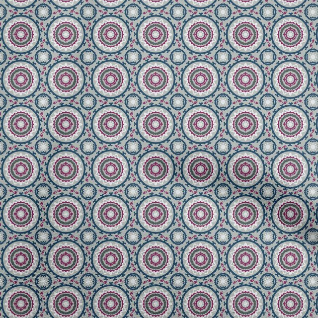 oneOone Polyester Spandex Gray Fabric Asian Suzani Craft Projects Decor Fabric Printed By The Yard 56 Inch Wide