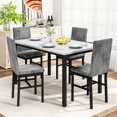 thumbnail image 2 of Stmoze Dining Table and Chairs Set for 4,  Faux Marble Kitchen Table Set with 4 Velvet Dining Chairs, 5 Pieces Rectangle Dining Table Set, Modern Dining Room Set for Small Space, White+Gray, 2 of 8
