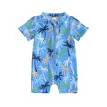 thumbnail image 1 of Wangsaura Toddler Baby Boy Rash Guard Swimsuit Cute Print Short Sleeve Zip Front Bathing Suit Swimwear, 1 of 9