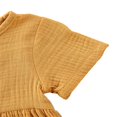 thumbnail image 4 of Baby Girl Cotton Linen Solid Color  Neck Button Casual Summer Dress, 4 of 5