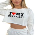 thumbnail image 2 of Women‘s Cropped Sweatshirts Letter Heart Print Crew Neck Pullovers, 2 of 7