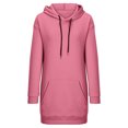 thumbnail image 3 of BADHUB Robe à Capuche à Cordon à Manches Longues Surdimensionnée pour Femmes, Robe Chandail à Capuche de Couleur Unie Ample Décontractée Tunique Chandail à Enfiler Robes Midi avec Poches Offres Prime Day Rose TTG, 3 of 5