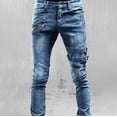 thumbnail image 2 of WEAIXIMIUNG Mens Work Overalls Winter Men's Trousers Casual Straight Mid-Rise Slim Fit Ripped Jeans, 2 of 4