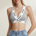 thumbnail image 2 of ManxiVoo Contrast Trim Bralette with Fashionable Letter Detail Comfortable Wireless Triangle Cup Top S Size Grey, 2 of 4