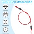 thumbnail image 4 of Uxcell Vinyl Coated Stainless Steel Cable with Loops, Flexible Wire Rope Security Chain Lanyard Lock for Outdoor Lighting Red 1/8" 1.6ft, 4 of 7