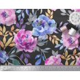 thumbnail image 3 of Soimoi Black polyester Crepe Fabric Leaves & Floral Print Sewing Fabric BTY 42 Inch Wide, 3 of 3