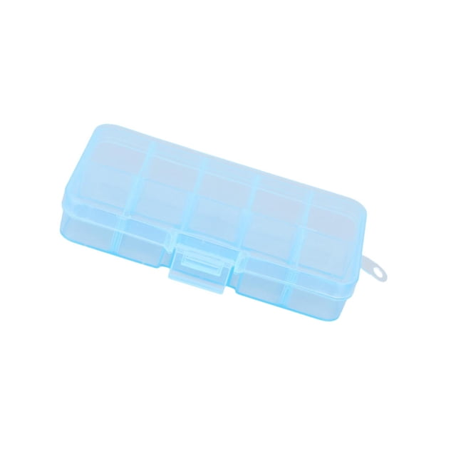 Thinsony 10 Grid Plastic Jewelry Removable Storage Box Beads Container Earring Blue 12.8x6.5x2.2cm 1Set