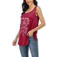 thumbnail image 3 of LUXUR Femmes Débardeurs Sans Manches Été Top Col Pull Casual Camisole Coeur Imprimé Cami Vin Rouge XXL, 3 of 4