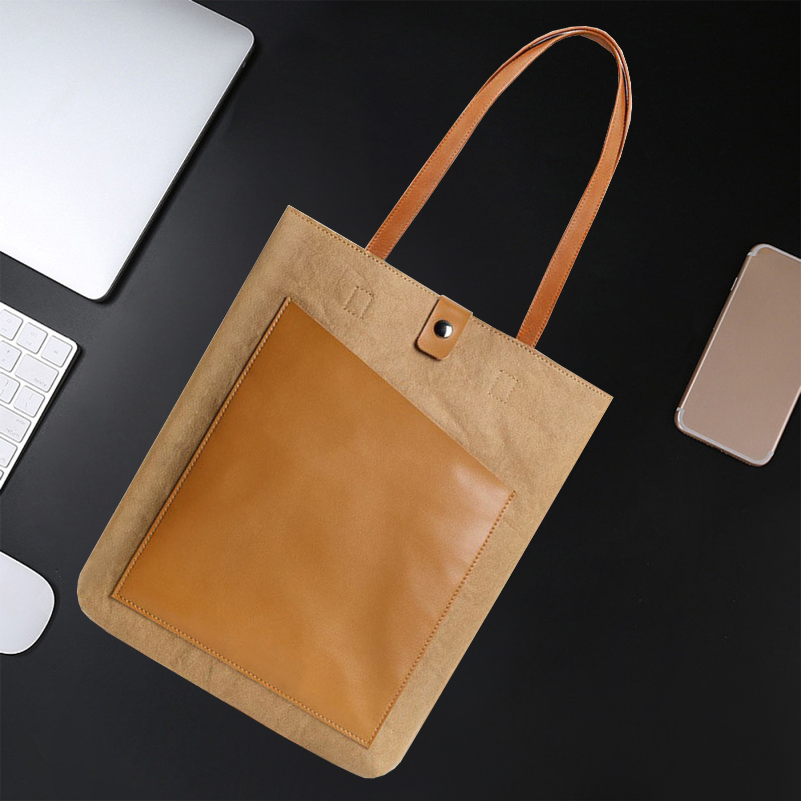 PEONAVET Computer Storage Computer Storage Washed Kraft Paper Laptop Bag Flannel Leather Microfiber Laptop Bag Business Document Bag One Shoulder Laptop Bag