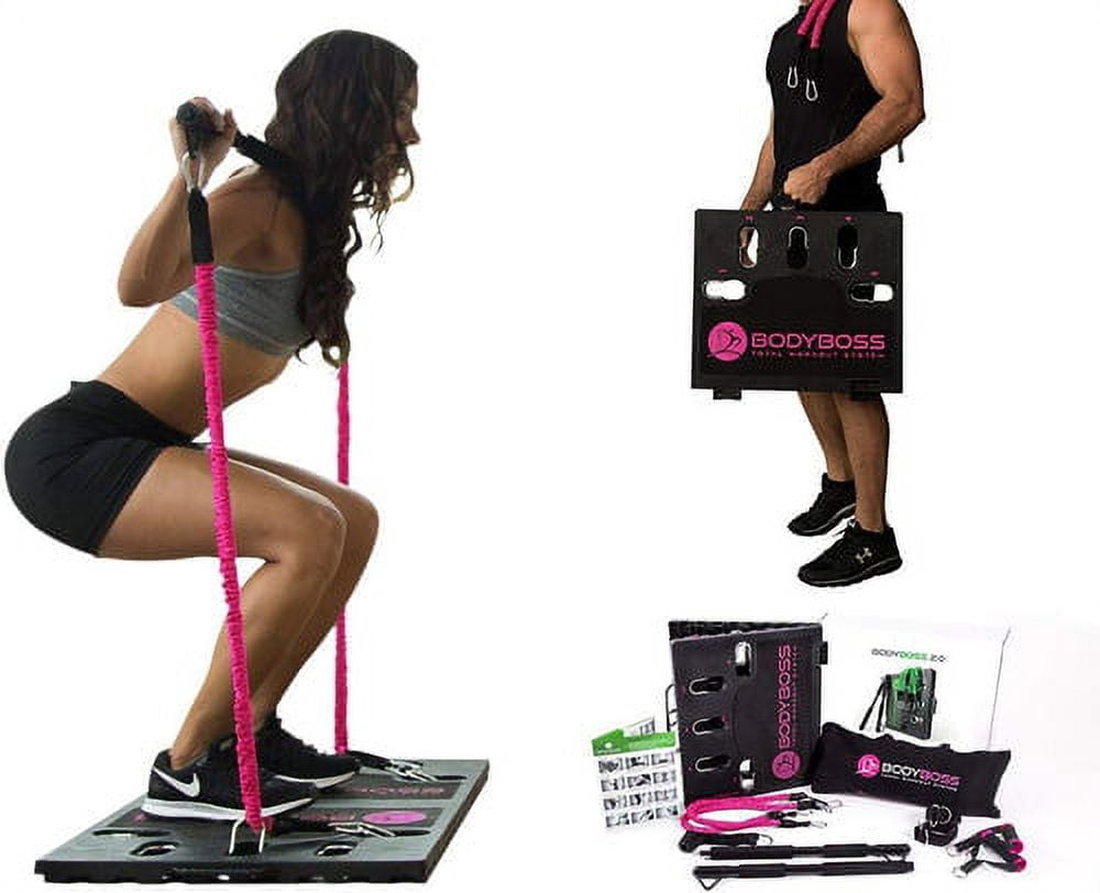 BodyBoss Home Gym 2.0 - Ensemble d'Entraînement Portable Complet Gym Home - Pink