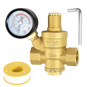 Régulateur de Pression d'Eau 3/4 Po avec Manomètre, Soupape de Réduction de Pression d'Eau Réglable pour Régulateur de Pression d'Eau DN20