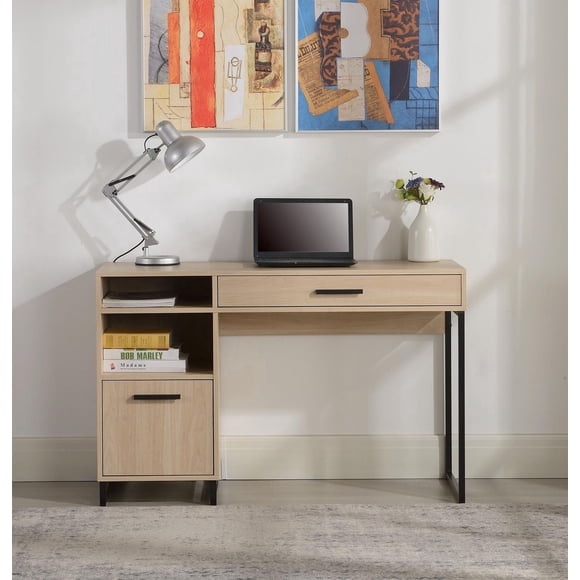 Mainstays Bureau d’écriture en bois et métal avec 1 tiroir et 1 porte pour adulte adolescent, 29,92 po.