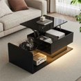 thumbnail image 1 of Table Basse - Cadre Piano Noir, Dessus en Verre, Éclairage Intelligent, 1 of 5