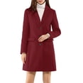 thumbnail image 2 of INSPIRE CHIC Women's Coat Solid Color Notched Lapel Single Breasted Winter Peacoat Burgundy M, 2 of 7