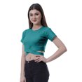thumbnail image 3 of Moomaya Haut pour Femmes à Ourlet Croisé, Manches Courtes, Col Rond, T-Shirt, Blouse, Hauts, 3 of 6