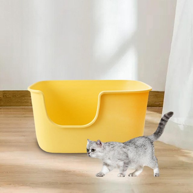 BELOVING High Sided Cat Litter Boxs Cage Litter Pans for Kitty Hamsters Small Animals Yellow