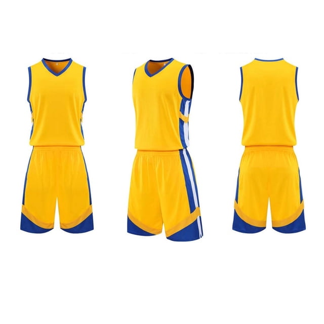 RKSTN Soccer Maillot Enfants Sans Manches Col Rond Chandail de Soccer avec Shorts Ensemble d'Uniforme d'Entraînement 2 Pcs Ensemble de Maillot de Soccer (Jaune, P) Unisexe