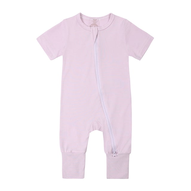 EDFBUYKRS Baby Rompers Footless Pajamas Zipper Short Sleeve Sleeper Jumpsuit