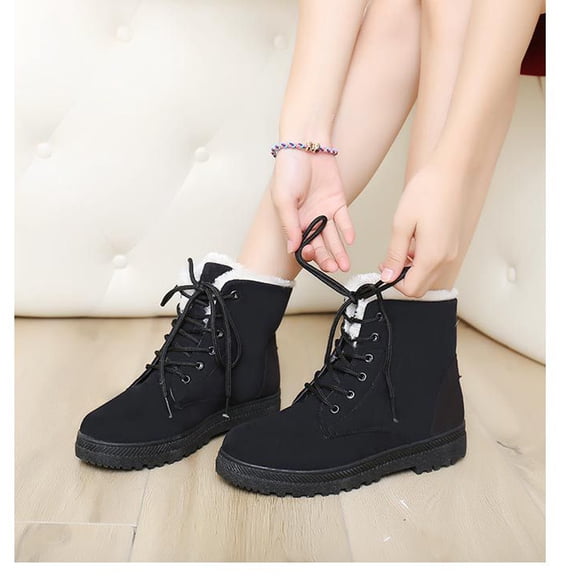 LSLJS Snow Boots Women's Casual Boots Winter Flat with Cotton Short Boots Women's Cotton Shoes