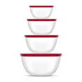 thumbnail image 1 of Ensemble de 4 Bols à Mélanger en Verre avec Couvercles JoyFul - Rouge, 1 of 6