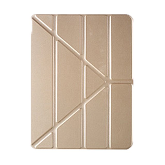 Protective case compatible with iPad mini 6, featuring a built-in pencil holder and a Y-shaped folding design for versatile viewing angles. Made of durable TPU with a soft, silky surface for a comfortable touch. Includes a magnetic strip for automatic sleep/wake functionality and full access to all controls and ports. Shown in a neutral colour with a geometric pattern on the front cover.