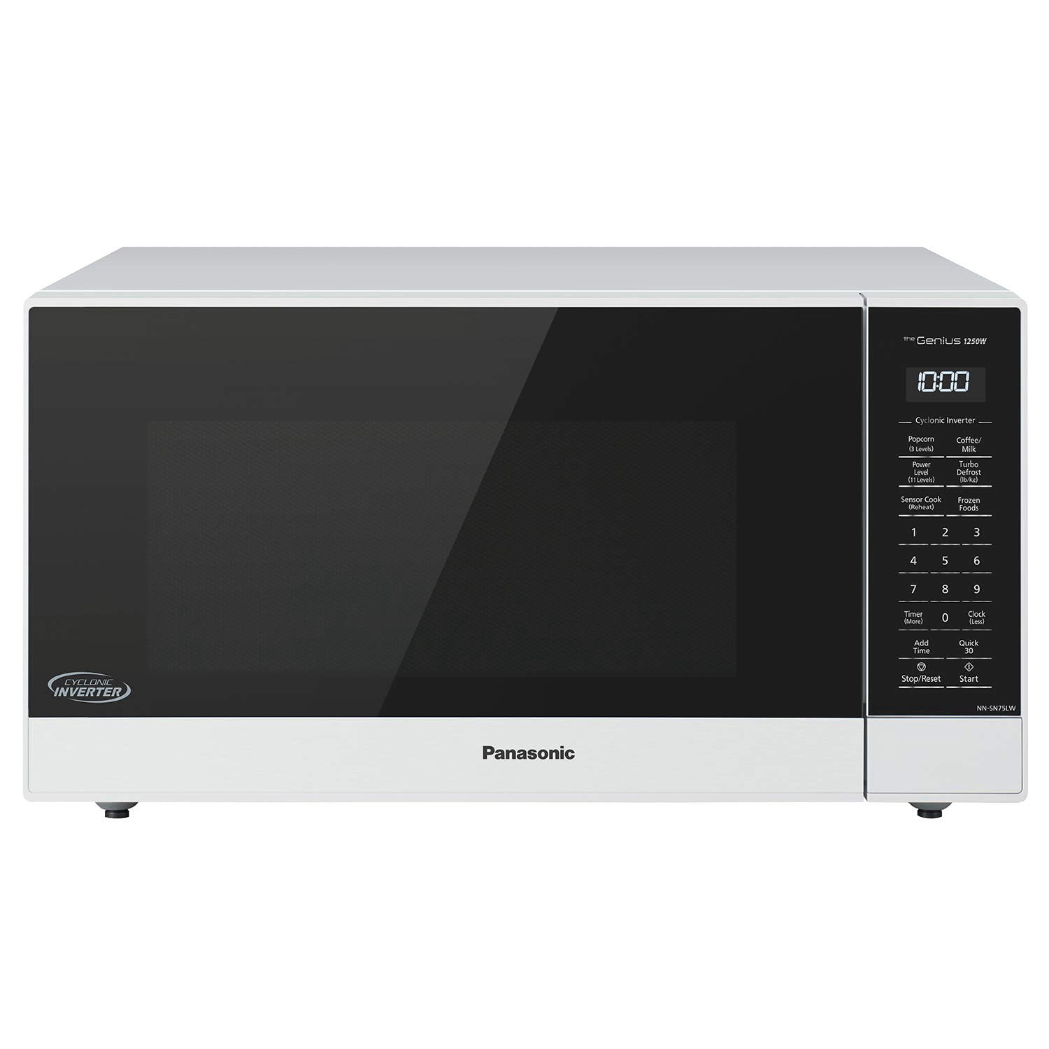 Panasonic NN-SN75LW 1.6 cu.ft Cyclonic Inverter Countertop Microwave Oven 1250Watt Power with Genius Sensor Cooking, cft, White
