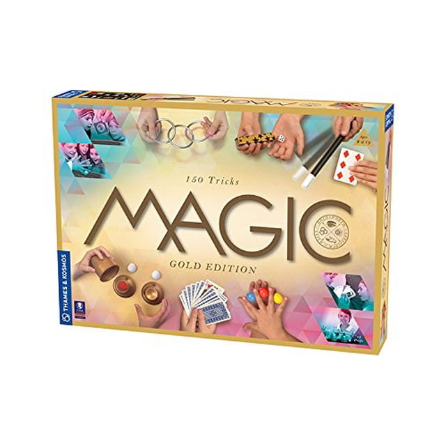 Thames & Kosmos Magic: Gold Edition | Playset with 150 Tricks | 96 Page Full Color Instruction Manual | 42 Props | Video Tutorials | Fun for Kids 8+