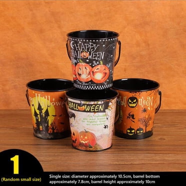 Seau à Bonbons d'Halloween, Seau Citrouille d'Halloween, 1 Pce Seaux à Bonbons d'Halloween en Fer à Motifs Aléatoires Seau de Rangement Citrouille Seau en Fer de Tri des Bonbons d'Halloween Seau Mini en Fer à Transporter pour Enfants