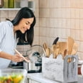thumbnail image 4 of Birdeem Wooden Utensil Organizer for Kitchen Countertop,3 Compartment Cooking Tool Holder,Countertop Storage Rack for Spatulas & Spoons,White Wooden Kitchen Counter Organizer with Removable Divider, 4 of 7