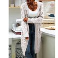 thumbnail image 2 of Women Hooded Open Front Cardigan Cable Knit Sweaters Solid Chunky Long Sweater Coats with Pockets, 2 of 5
