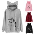 thumbnail image 1 of FAROOT Women's Long Sleeve Printed Top, Cartoon Pattern Hoodie with Pocket, 1 of 3