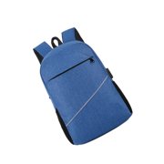 kurtrusly 14inch Computer Bag Universal PC Accessory Solid Color USB Port Zipper Laptop Backpack Laptops Holders Computers Accessories Blue