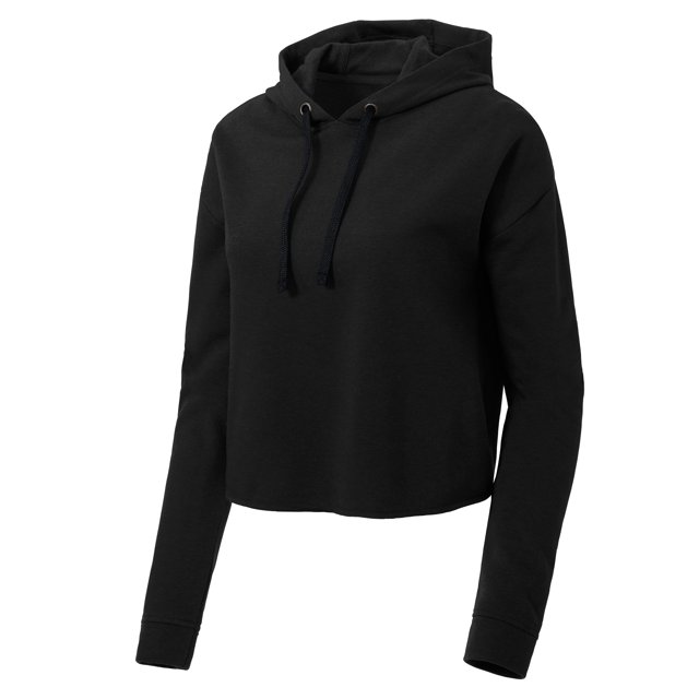 Gravity Threads Ladies Moisture Wick Crop Top Hoodie Pullover, Black M