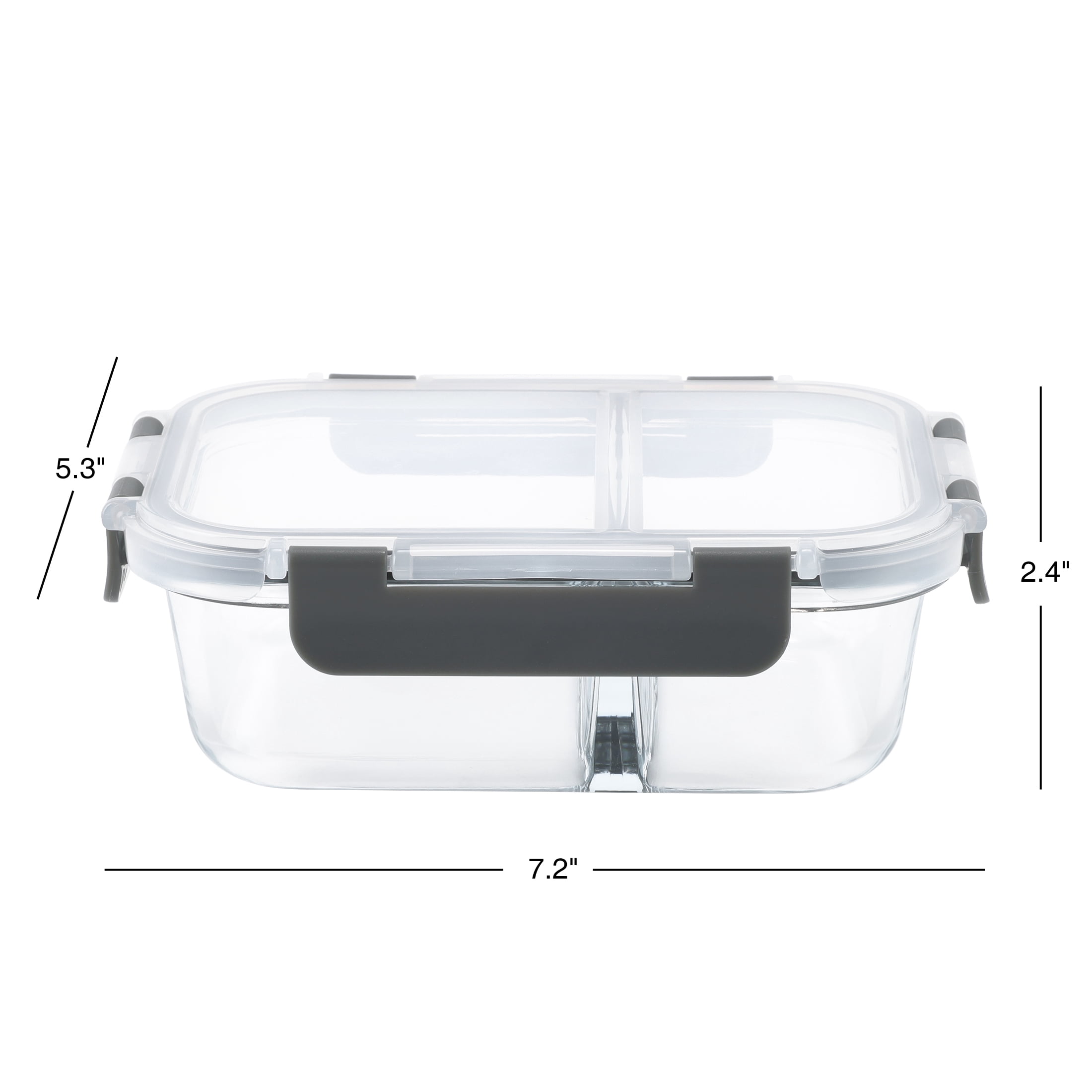 Mainstays Rectangle Glass Food Storage Container with Divider 590ML