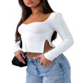 thumbnail image 3 of Solid Slit Crop Top Streetwear for Women, 3 of 6