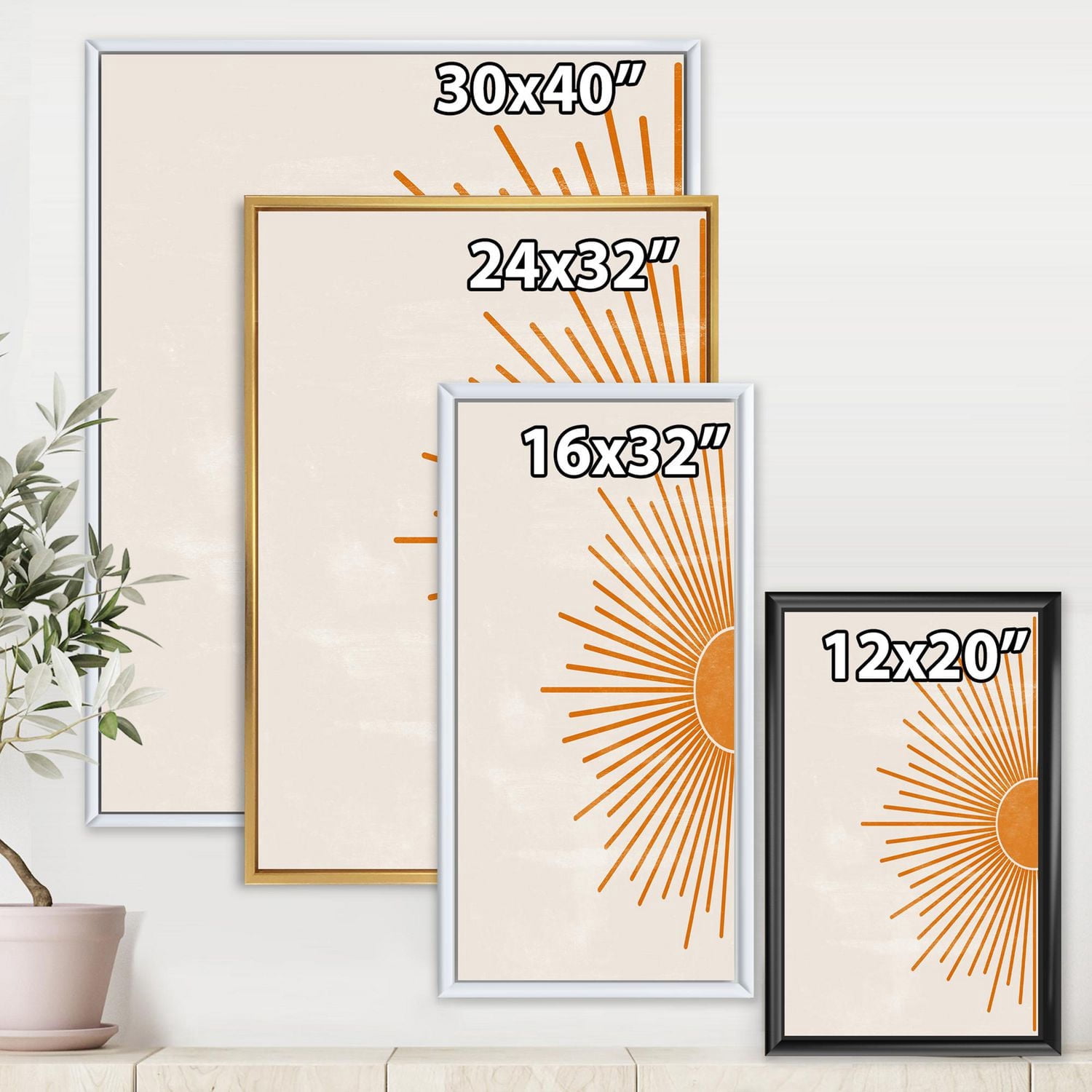 Designart Imprimé soleil orange I ART MURAL À CADRE FLOTTÉ