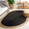 thumbnail image 1 of Indian Handmade Braided Inner Black Natural Jute Area Rug, Home Décor Rug, Jute Rug for Bedroom, Dining Room, living room, Doormat Rug Size - 4' x 6' Oval (120 cm x 180 cm), 1 of 5