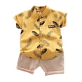 thumbnail image 1 of MIASHUI Toddler Boy Cotton Summer Short Sleeve T-Shirt and Short Set,Yellow,2-3 Years, 1 of 7