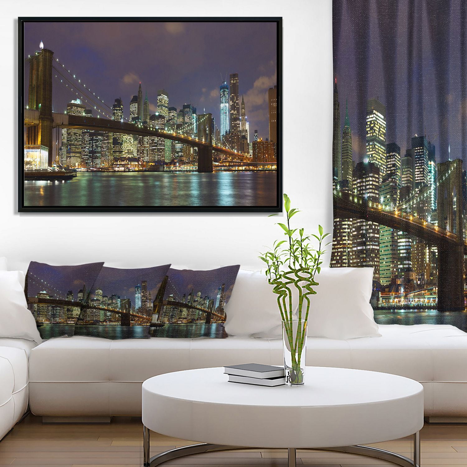 Design Art Brooklyn Bridge Vue Panoramique Sur Toile Encadrée