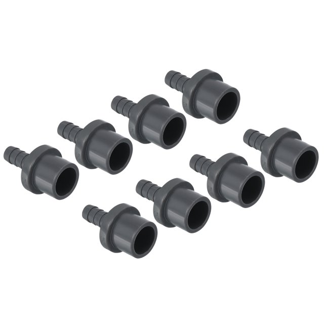 Unique Bargains UPVC Reducer Pipe Fitting 20mm OD 9mm Barbed, 8 Pack Straight Coupling Adapter Connector, Grey