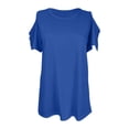 thumbnail image 4 of Off the Shoulder Shirts for Women Summer Short Sleeve Solid Color Tank Top Ladies Plus Size Beach Flowy Tees Blouse (XX-Large, BlueA1), 4 of 6