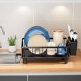 thumbnail image 4 of SPOORYYO Dish Drying Rack, Space-Saving Dish Rack, Dish Racks for Kitchen Counter, Kitchen Dish Drainers with Removable Utensil Holder, Plate Rack and Drainboard, 14.9''L x 11''W x 5.1"H, 4 of 7