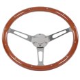 thumbnail image 3 of Classic Car Steering Wheel, 380mm 15in Classic Steering Wheel Assembly Walnut Grip 3 Spoke Riveted 6 Hole Universal, 3 of 7