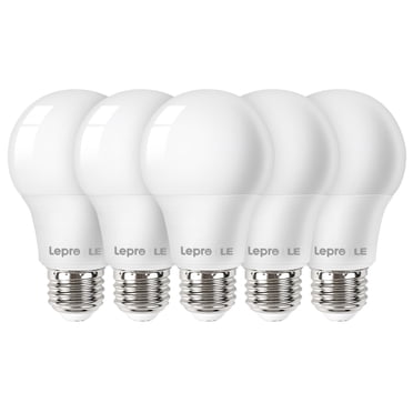 Lepro Ampoule DEL, Équivalent de 60 Watts, 9 W 800 Lm 5000 K Blanc Lumière du Jour Ampoule DEL, Ampoule Non Dimmable, Base Standard A19 E26, Durée de Vie de 10 000 Heures, 5 Paquets