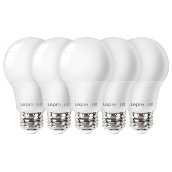 Lepro LED Light Bulbs, 2700K Soft Warm White LED Bulb 60W Equivalent, Non-Dimmable, A19 E26 Standard Medium Base, 10000 Hour Lifetime, UL Listed, 9 Watt, 5 Packs