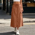 thumbnail image 2 of Sentmoon Long Skirts for Women High Waist Midi Skirts Soft and Comfortable Solid Color with Pockets Regular Fit Athletic Skorts for Women for Work and Office S-2XL, 2 of 9