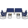 thumbnail image 1 of Costway 8 PCS Patio Rocking Set 4 Rocking Chairs & Loveseat with Glass-Top Table Outdoor, 1 of 10