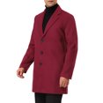 thumbnail image 4 of INSPIRE CHIC Men's Coat Notched Lapel Single Breasted Mid-Weight Long Sleeve Coat L Burgundy, 4 of 7