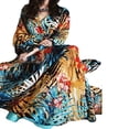 thumbnail image 5 of Robe Maxi Bohème à Manches Longues, Col en V, Florale, Tunique Ample, Caftan, Robes pour Femmes, Plage, Vacances, Robe Longueur, Robes d'Été, Grande Taille, 5 of 5