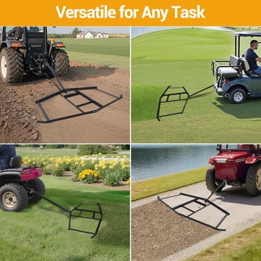 Remorqueuse à Tirer derrière l'Entrée – Niveleuse Paysagère en Acier Robuste pour VTT/UTV et Tracteur de Pelouse, Râteau de Nivellement Réglable avec Attelage à Goupille pour Gravier et Terre